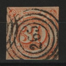 T. + T., > ca. 1859, Mi.- Nr.: 25, gestempelt, tief geprüft Brettl! Gutes Kabinett- / Bedarfsstück! Selten!
