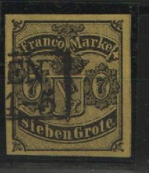 Bremen, 1860, Mi.- Nr.: 3a, gestempelt, akt. FA Heitmann BPP; echt + ...! Qualitätsstück, fast Luxus! Sehr selten! Dekorativ!