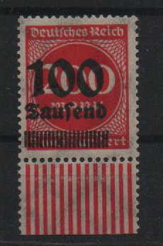 DR, Infla, 1923, Mi.- Nr.: 289 F, **, FA Dr. Oechsner BPP: e + e! Luxusstück! Sehr selten! Große Rarität der Inflazeit!
