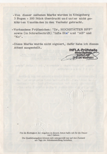 DR, Infla, 1923, Mi.- Nr.: 309 F, **, FA Bechtold BPP: e + e! Qualitätsstück! Sehr selten! Große Rarität der Inflazeit!
