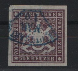 Württemberg, 1873, Mi.- Nr.: 42, gestempelt! Doppelt tiefgeprüft Pfenninger! Qualitätsstück! Gr. Rarität der AD- Philatelie!!