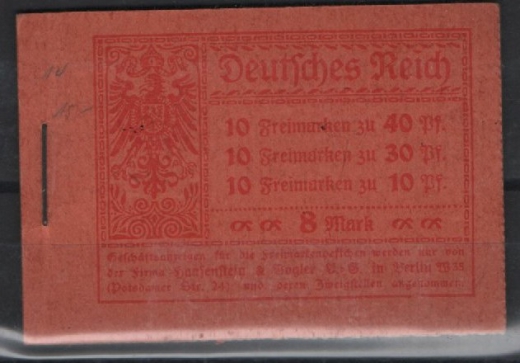 DR, Infla, 1921, Markenheftchen, Mi.- Nr.: 14.2 A, **! Selten!
