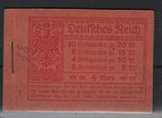 DR, Infla, 1920, Markenheftchen, Mi.- Nr.: 13 A, **! Selten!