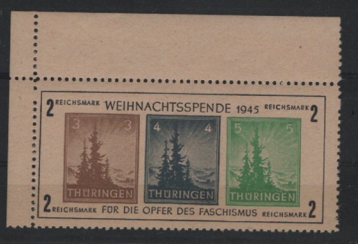 SBZ, Thüringen, 1945, Bl. 1 t b vom Er, **, mit akt. Fotoattest Dr. Jasch BPP:  e + e! Luxusstück! Sehr selten! RRR!