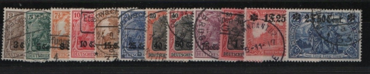 Dt. Bes. I. WK., 1916, Etappengebiet West, Mi.- Nrn.: 1- 12, gestempelt! Selten!