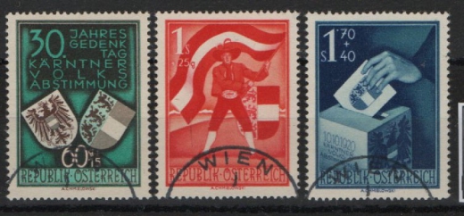 Österreich, 1950, Mi.- Nrn.: 952- 4, gestempelt, selten!