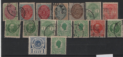 Dänisch- Westindien, ca. 1900- 1920, kl. Lot div. Marken, (*) / gestempelt,  Kabinett- Pracht, seltenes Gebiet!