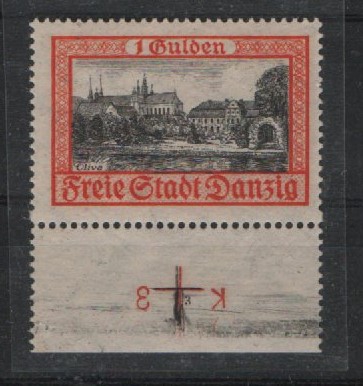 Danzig, 1938, Mi.- Nr.: 297 mit anh. Pl.- Nr., **! Qualitätsstück, selten!