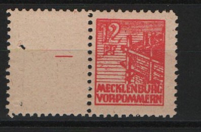 MVP, 1946, Mi.- Nr.: 36 zb L (mit anhängendem Leerfeld!!!), **! Marke tiefstgeprüft Kramp BPP! Luxusstück! Sehr selten!