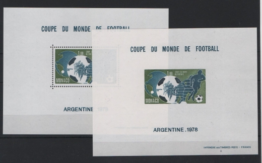 Monaco, 1978 (?), Mi.- Nrn.: 1315, 2 Sonderdrucke, Fußball- WM! **! Selten!