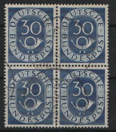 BRD, 1951, Mi.- Nr.: 132 im 4er- Block, gestempelt! Tiefgeprüft Schlegel BPP! Gutes Bedarfsstück, selten!