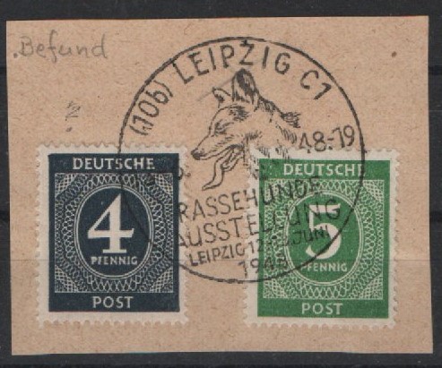 Allierte Besetzung / Kontrollrat, 1946, Mi.- Nr.: 914 b, u.a. auf Briefstück, Farbbefund Bernhöft ARGE! Luxusstück!