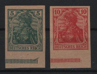 Dt. Kaiserreich, 1915 / 19, Mi.- Nr.: 85 II V /86 II V je vom UR, (* wie produziert)! Selten!