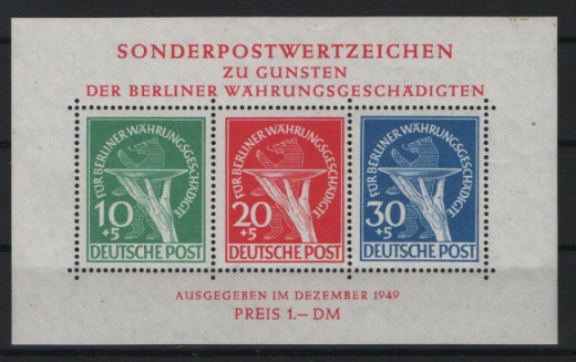 Berlin, 1949, Mi.- Nr.: Bl. 1 II, **, mit  Fotoattest Schlegel BPP! e+ ....! Kabinettstück!