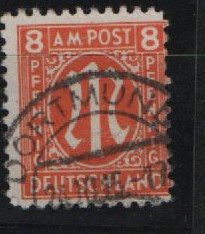 Bizone, AM- Post, 1945, Mi.- Nr.: 21 A (mit PlF VII), gestempelt, tiefgeprüft Schlegel BPP!! Kabinettstück! Selten!