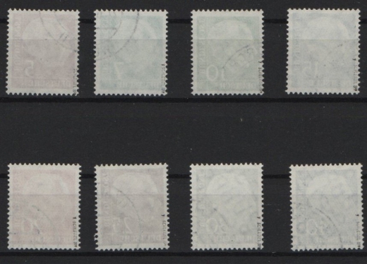 BRD, 1954/57, Mi.- Nrn.: 179- /-186y + 259- 60y, Der Heuss- Lumogensatz, gestempelt, je tiefgeprüft Schlegel BPP! Luxus!