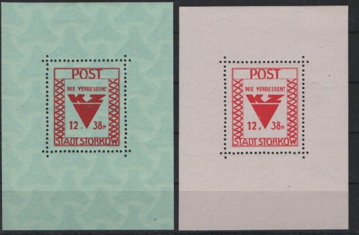 Deutschland- OST, Lokalausgaben, Storkow, 1946, Mi.- Nrn.: Bl. 1 + 2, **, Kabinettstücke!