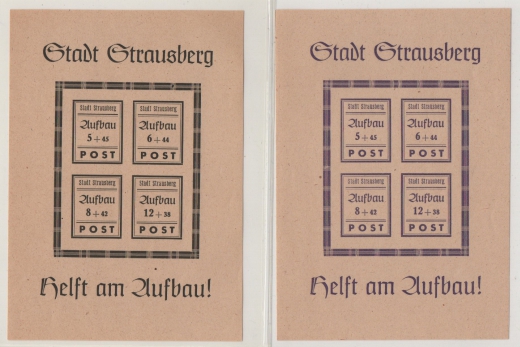 Deutschland- OST, Lokalausgaben, Strausberg, 1946, Mi.- Nrn.: Bl. 1 + 2, **, Kabinettstücke!