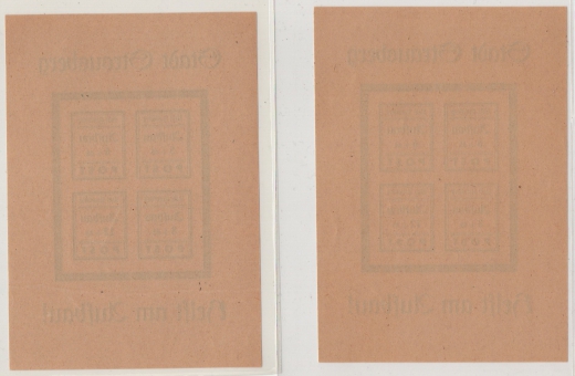 Deutschland- OST, Lokalausgaben, Strausberg, 1946, Mi.- Nrn.: Bl. 1 + 2, **, Kabinettstücke!