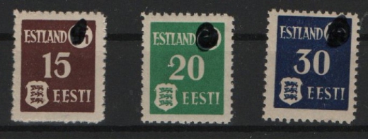 III. Reich, Dt. Bes. II. WK, Estland, 1941, Mi.- Nr.: 1- 3, **, Kabinettsatz!