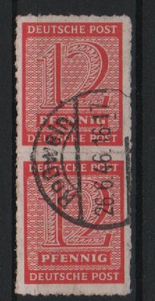 SBZ, West- Sachsen, 1945, Mi.- Nr.: 119 CX, im senkr. Paar, gestempelt, 1 Marke tiefstgeprüft Dr. Jasch BPP! Luxusstück! RR!
