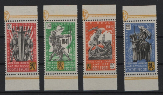 Spendenvignetten, Belgien, Flämische Legion 1941, Mi.- Nrn.: I- IV, **, je mit Or / Ur, in Kabinettqualität! Selten!