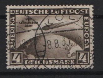 DR / Weimar, 1930, Mi.- Nrn.: 439 Y, Die Süd- Amerikafahrt, gestempelt, geprüft Schlegel BPP! Bedarfsstück! Selten!