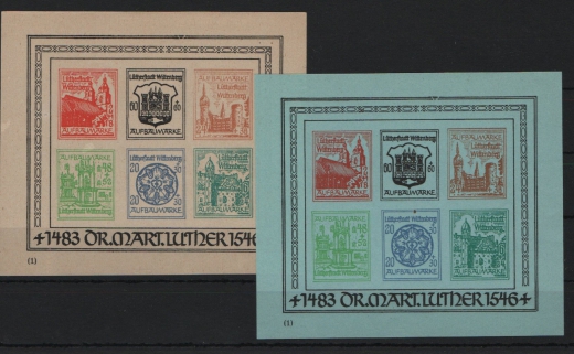 Deutschland- OST, Lokalausgaben, Wittenberg-Lutherstadt, 1946, Mi.- Nr.: Bl. 1 + 2, ** + (*), je gepr. Zierer HBP, Luxusstücke!