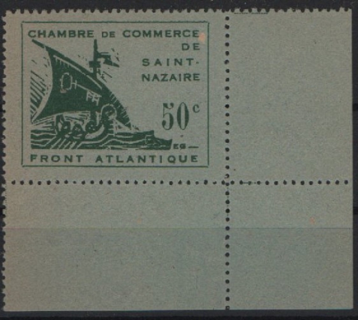 III. Reich, Dt. Bes. II. WK, Frankreich, St. Nazaire, 1945, Mi.- Nr.: 1, mit ER, (wie ausgeg.), tiefstgeprüft Brun, Kabinettstück!