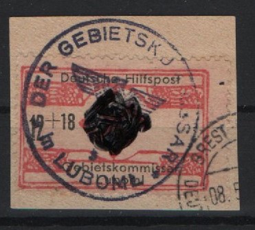 III. Reich, Dt. Bes. II. WK, Ukraine, Luboml, 1944, Mi.- Nr.: 9, auf Briefstk., je tiefgeprüft Zierath BPP, Kabinettstück! Selten!