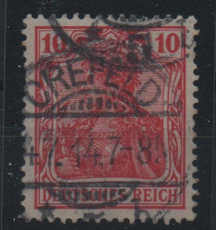 DR, Germania Friedensdruck, 1914 Mi.- Nr.: 86 I d, gestempelt, mit Fotoattest Kroschel VPEX,  Echt und ... Bedarfsstück! Sehr selten!