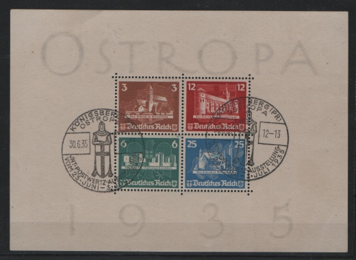 III. Reich, 1935, Mi.- Nr.: Bl. 3, gestempelt mit Ostropa- Sonderstempel! Kabinetterhaltung! Selten!