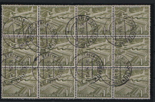 Berlin, 1949, Mi.- Nrn.: 57 (12x!), gestempelt, spektakuläre Einheit, in guter Bedarfsqualität!