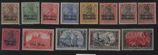 Dt. Auslandspostämter, Marokko, 1900 / 03, Mi.- Nrn.: 7- 19I , **, Mi.- Nr.: 18I signiert,! Selten!
