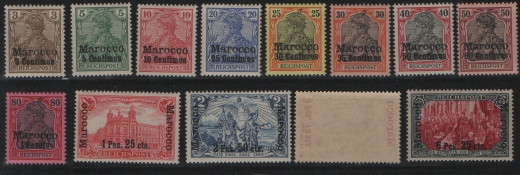 Dt. Auslandspostämter, Marokko, 1900 / 03, Mi.- Nrn.: 7- 19I , **, Mi.- Nr.: 18I signiert,! Selten!