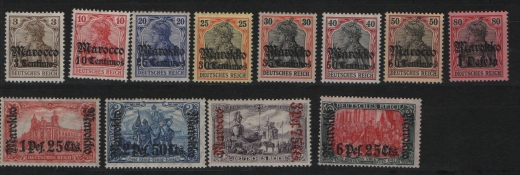 Dt. Auslandspostämter, Marokko, 1905, Mi.- Nrn.: 21- 33 , *! Selten!