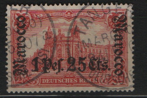 Dt. Auslandspostämter, Marokko, 1906, Mi.- Nr.: 42 , gestempelt, tiefstgeprüft Pfenninger! Selten!
