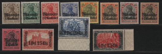 Dt. Auslandspostämter, Marokko, 1906, Mi.- Nrn.: 34- 45 , *! Selten!