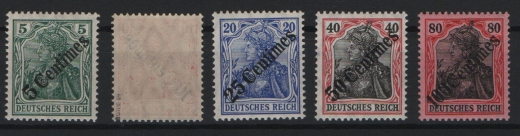 DAP Türkei, 1908, Mi.- Nrn.: 48- 52, **! Mi.- Nr.: 49 tiefstgeprüft BPP! Selten!