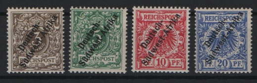 Dt. Kolonien, DSWA, 1897 / 99, Mi.- Nrn.: 1- 4, **, Nr.: 4 tiefstgeprüft Bothe BPP! Selten!