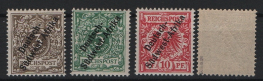 Dt. Kolonien, DSWA, 1897 / 99, Mi.- Nrn.: 1- 4, **, Nr.: 4 tiefstgeprüft Bothe BPP! Selten!