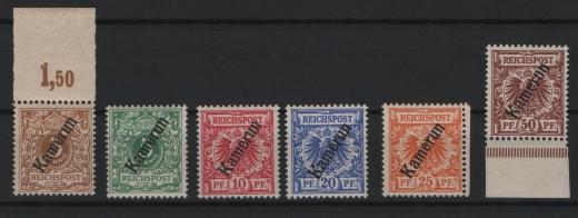 Dt. Kolonien, Kamerun, 1897 / 99, Mi.- Nrn.: 1- 6, **! Selten!