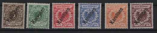 Dt. Kolonien, Karolinen, 1900, Mi.- Nrn.: 1 II - 6 II, **! Mi.- Nr.: 5 tiefstgeprüft Bothe BPP! Selten!
