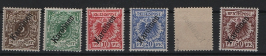 Dt. Kolonien, Karolinen, 1900, Mi.- Nrn.: 1 II - 6 II, **! Mi.- Nr.: 5 tiefstgeprüft Bothe BPP! Selten!