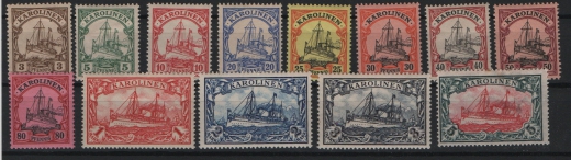 Dt. Kolonien, Karolinen, 1900, Mi.- Nrn.: 7- 19, *! Selten!