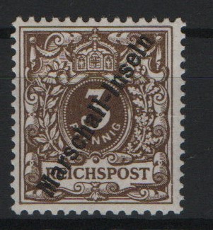 Dt. Kolonien, Marshall- Inseln, 1899, Mi.- Nrn.: 1 II, **, geprüft Steuer BPP / Signiert HK! Sehr selten!