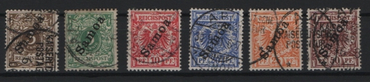 Dt. Kolonien, Samoa, 1900, Mi.- Nrn.: 1- 6, gestempelt, selten!