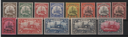 Dt. Kolonien, Togo, 1900, Mi.- Nrn.: 7- 19, **, sehr selten!