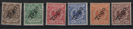 Dt. Kolonien, Togo, 1897, Mi.- Nrn.: 1- 6, * / ** (Nr.: 2 + 4) , selten!