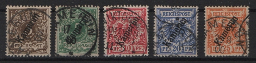 Dt. Kolonien, Kamerun, 1897 / 99, Mi.- Nrn.: 1- 5, gestempelt! Selten!